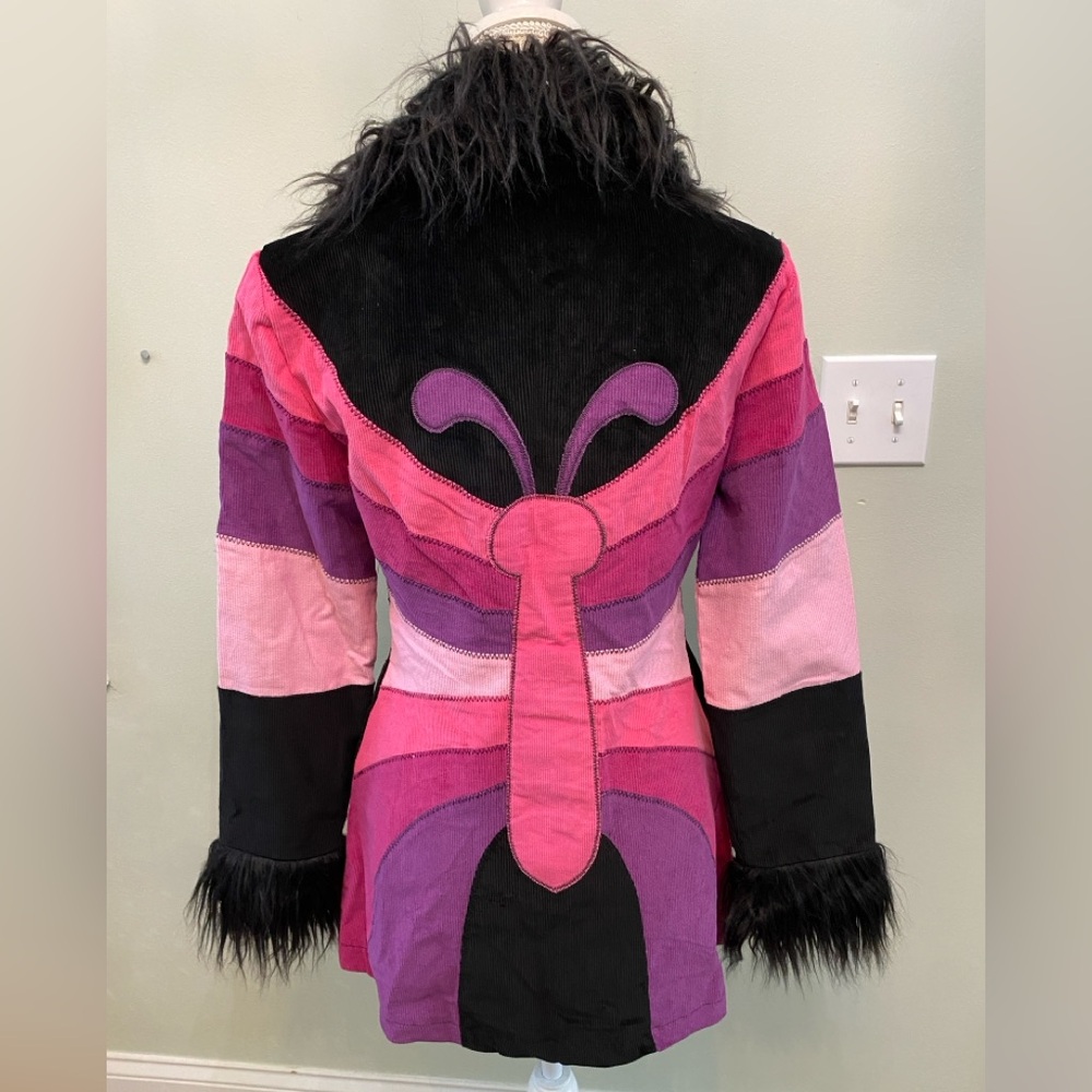 ❌SOLD❌NWT CURRENT MOOD DOLLS KILL BUTTERFLY CORDUROY FAUX FUR BREAK FREE COAT